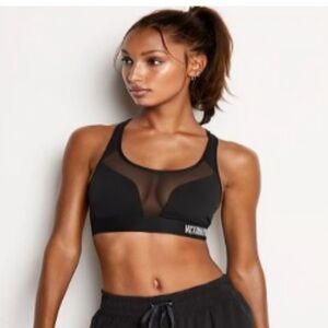 Black Mesh Panel sexy Sports Bra - Victoria Sport racerback supportive